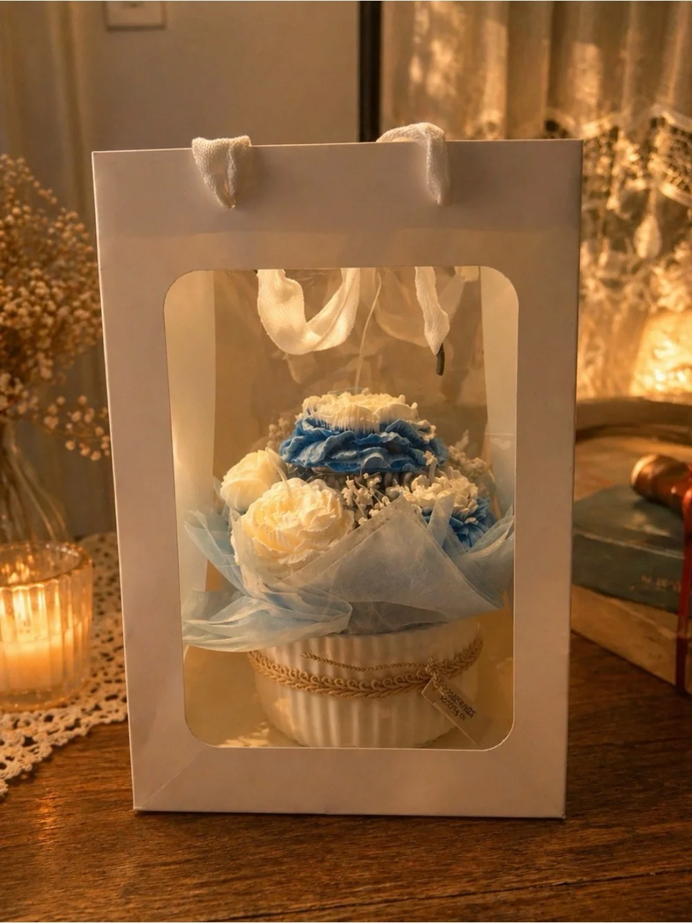 Elegant flower-shaped candle